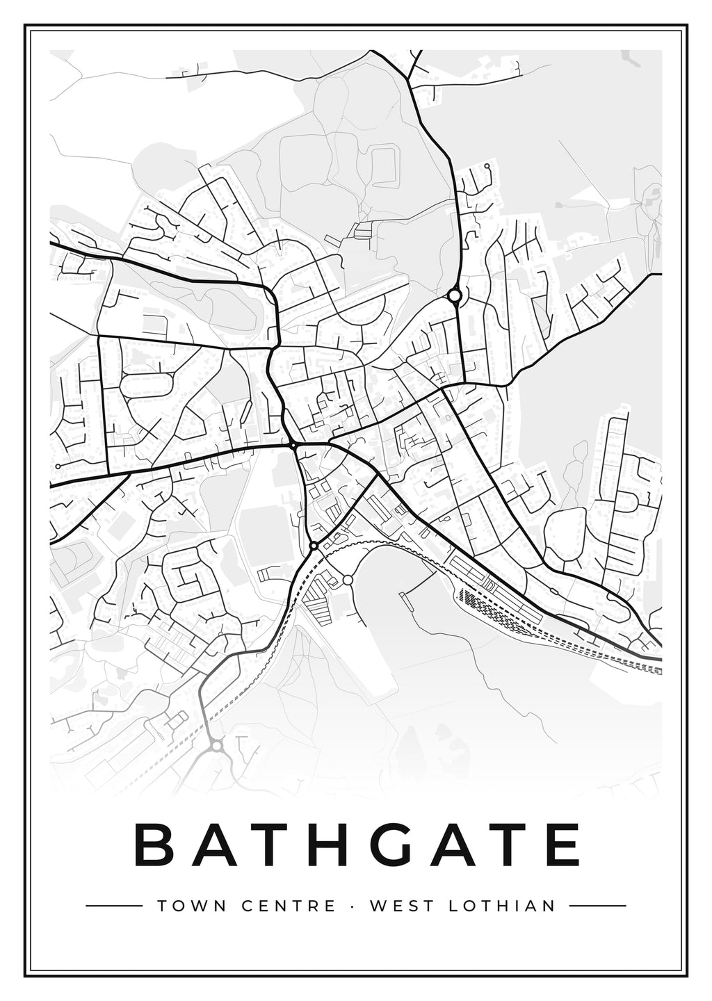 Street map poster of Bathgate town centre, West Lothian