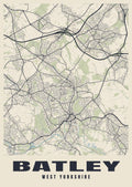 Street map poster of Batley, West Yorkshire