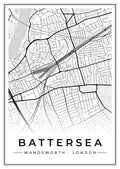 Street map poster of Battersea, Wandsworth, London