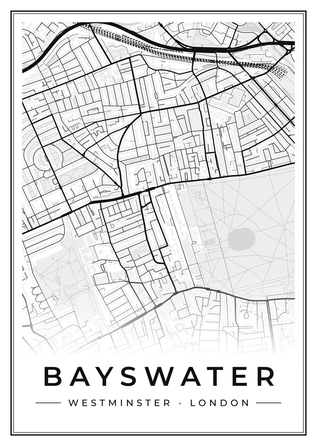 Street map poster of Bayswater, Westminster, London