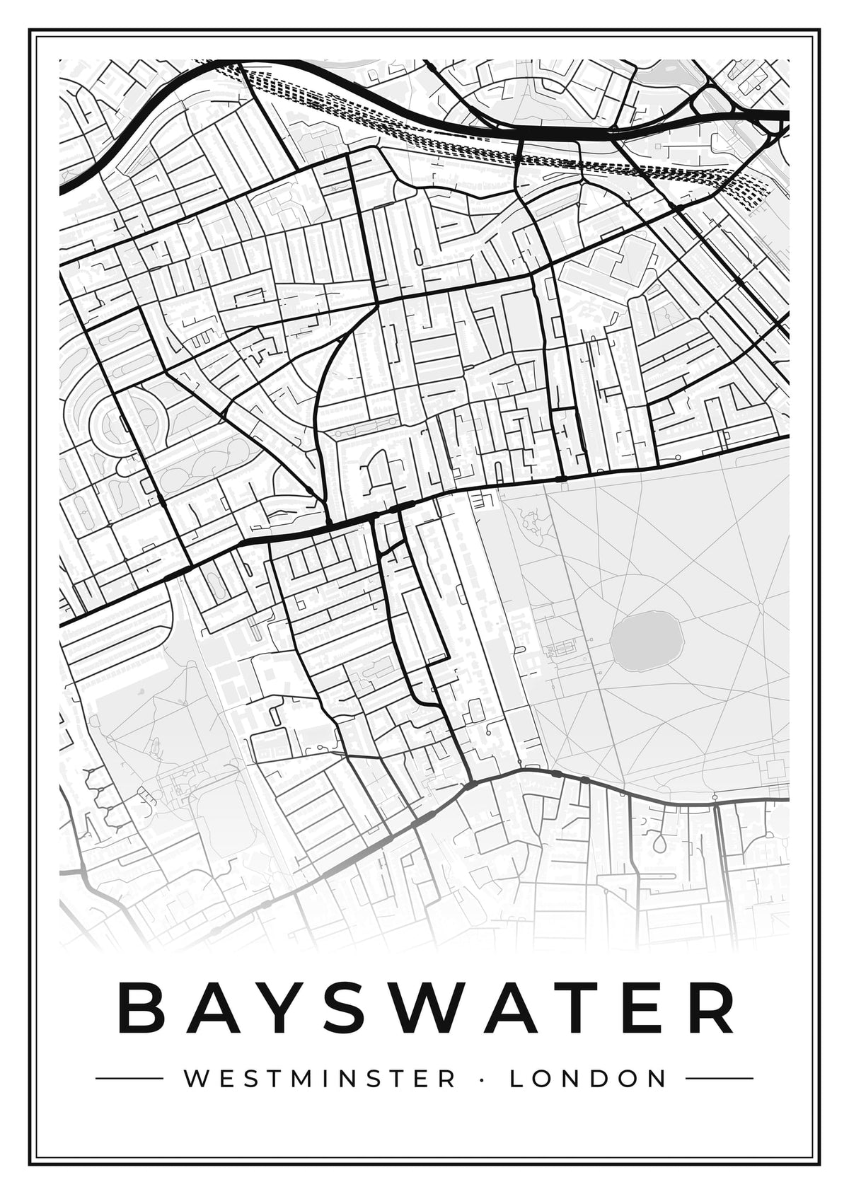 Street map poster of Bayswater, Westminster, London