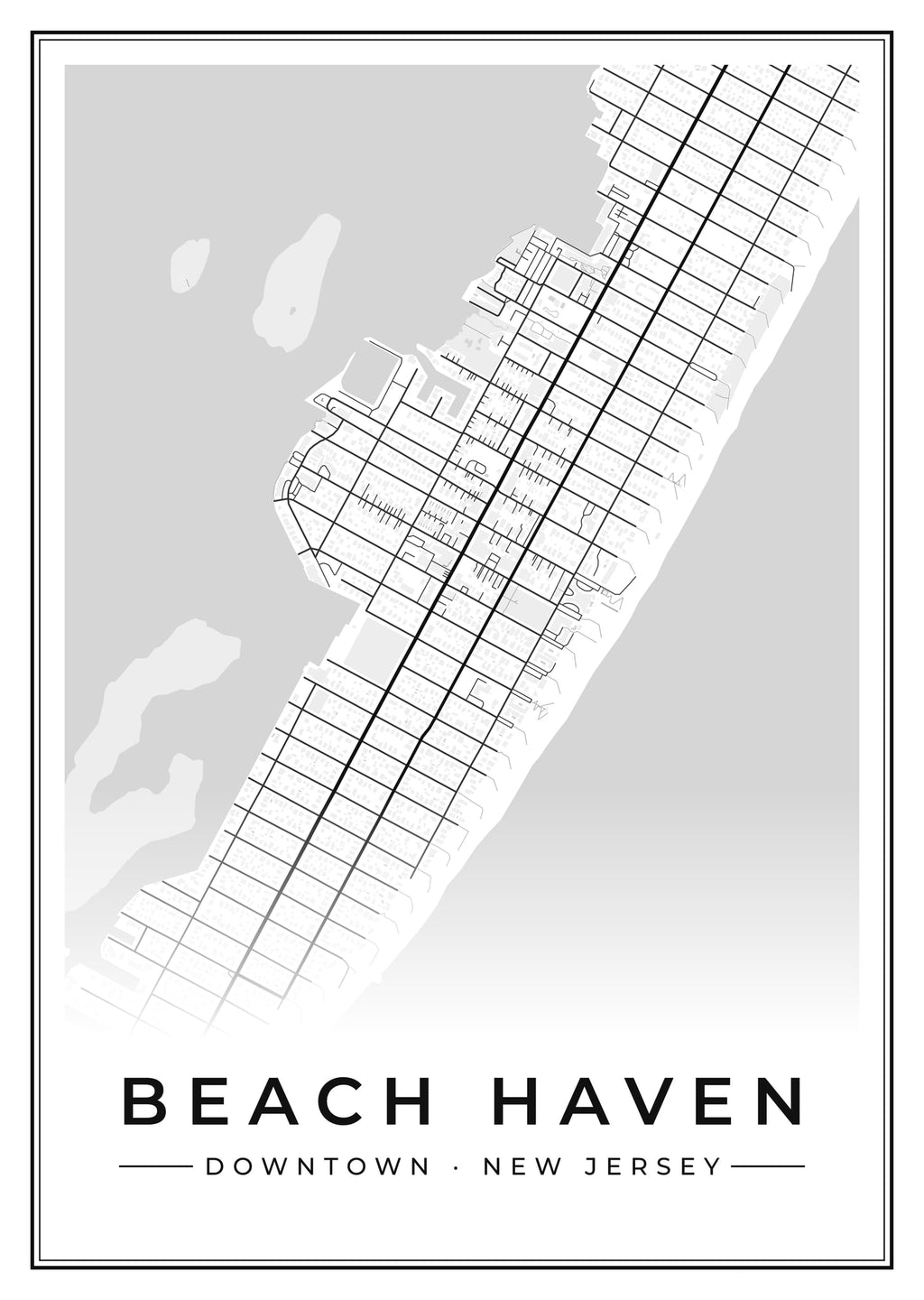 Street map poster of downtown Beach Haven, New Jersey