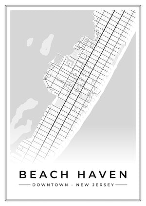 Beach Haven Downtown Street Map Poster