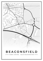 Street map poster of Beaconsfield town centre, Buckinghamshire