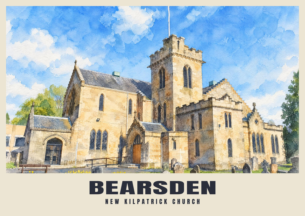 New Kilpatrick Church, Bearsden poster, English Watercolour style