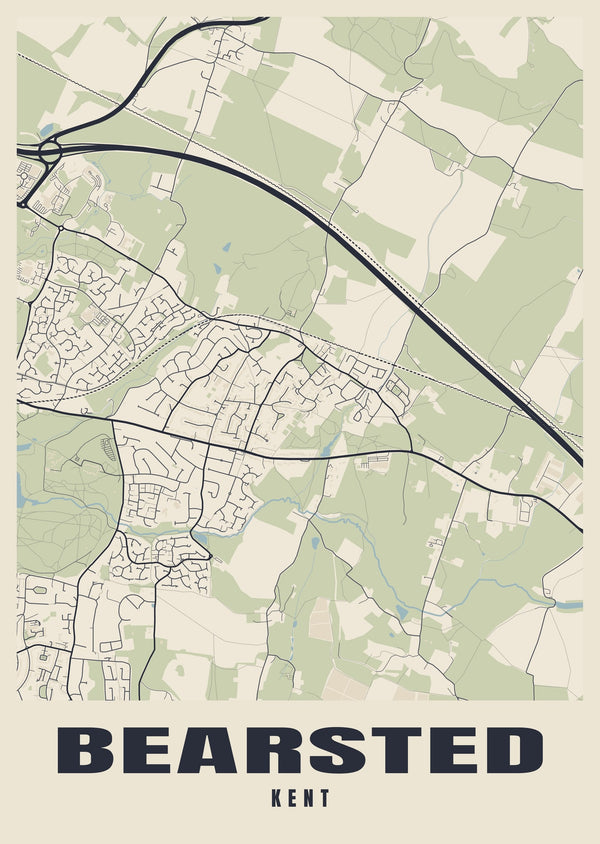 Bearsted Street Map Poster