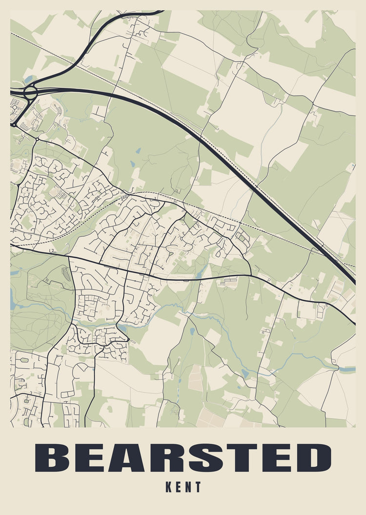Bearsted Street Map Poster