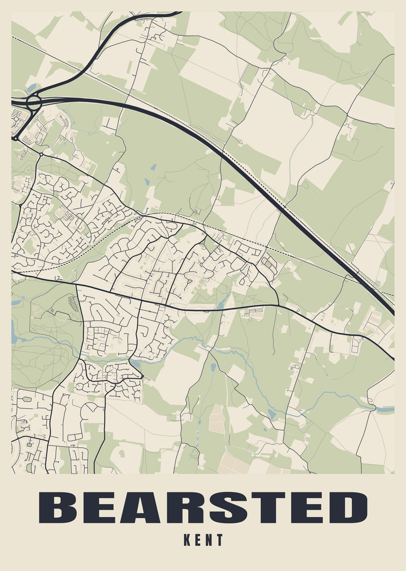 Bearsted Street Map Poster