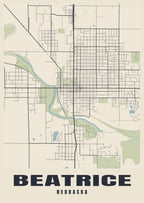 Street map poster of Beatrice, Nebraska