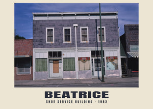 Shoe Service Building, Beatrice, Nebraska — 1982 · Historic photograph print