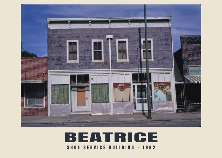 Shoe Service Building, Beatrice, Nebraska — 1982 · Historic photograph print