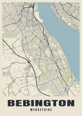 Street map poster of Bebington, Merseyside