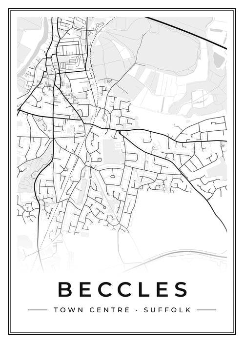 Street map poster of Beccles town centre, Suffolk