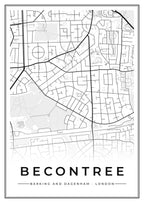 Street map poster of Becontree, Barking and Dagenham, London
