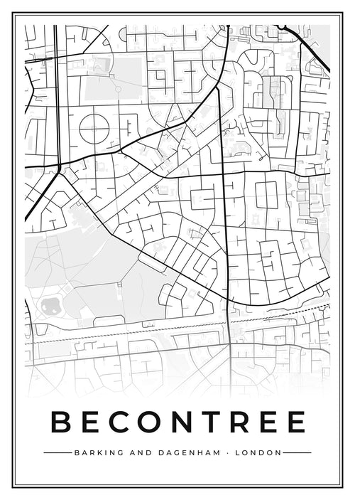 Street map poster of Becontree, Barking and Dagenham, London