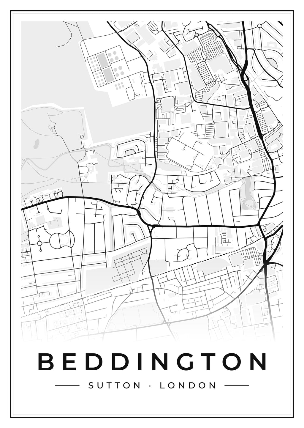 Street map poster of Beddington, Sutton, London