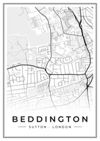 Street map poster of Beddington, Sutton, London