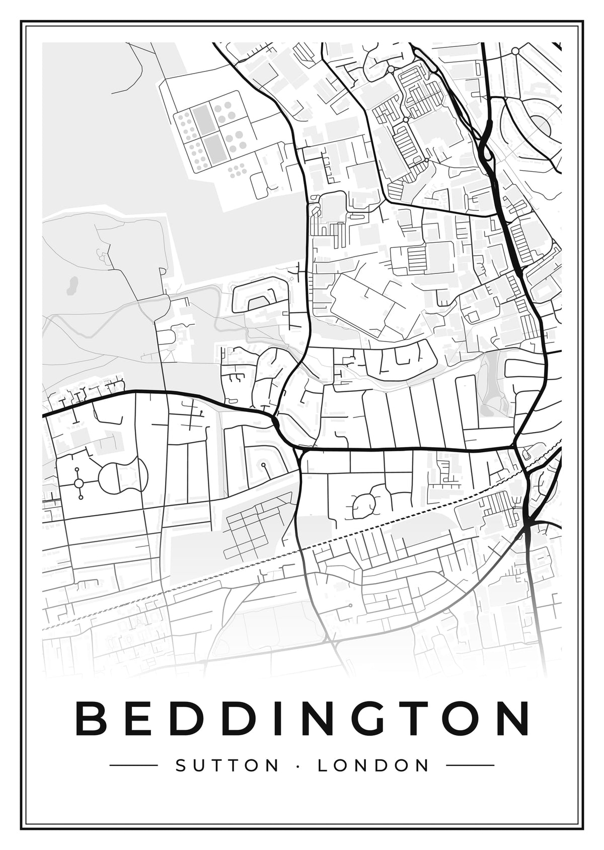 Street map poster of Beddington, Sutton, London