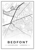 Street map poster of Bedfont, Hounslow, London