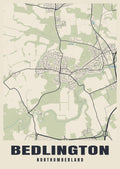 Street map poster of Bedlington, Northumberland
