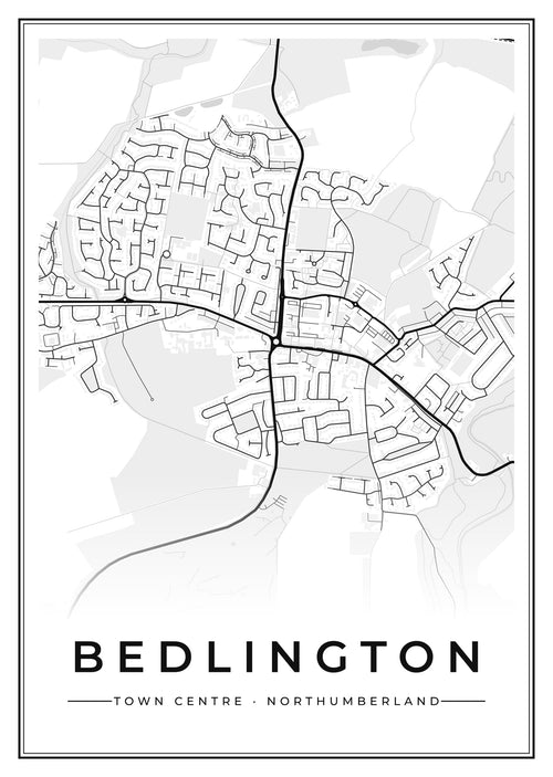 Street map poster of Bedlington town centre, Northumberland