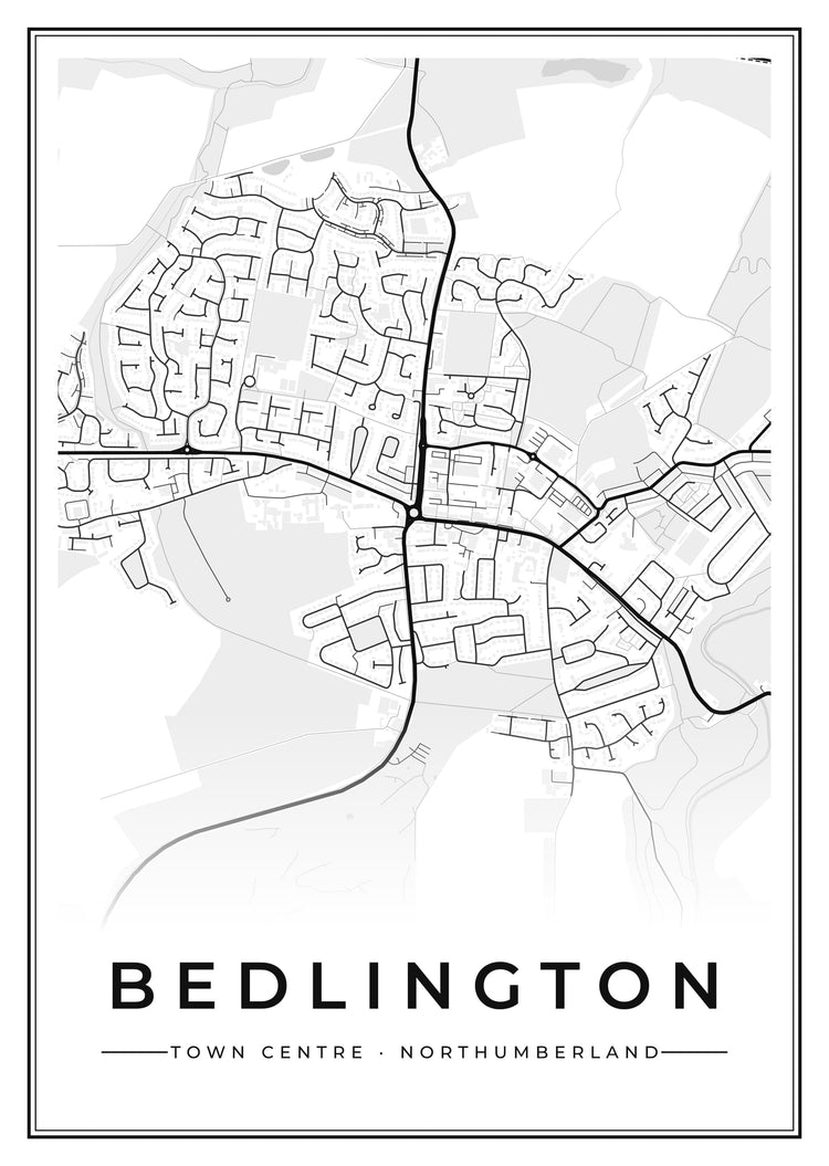 Bedlington Town Centre Street Map Poster