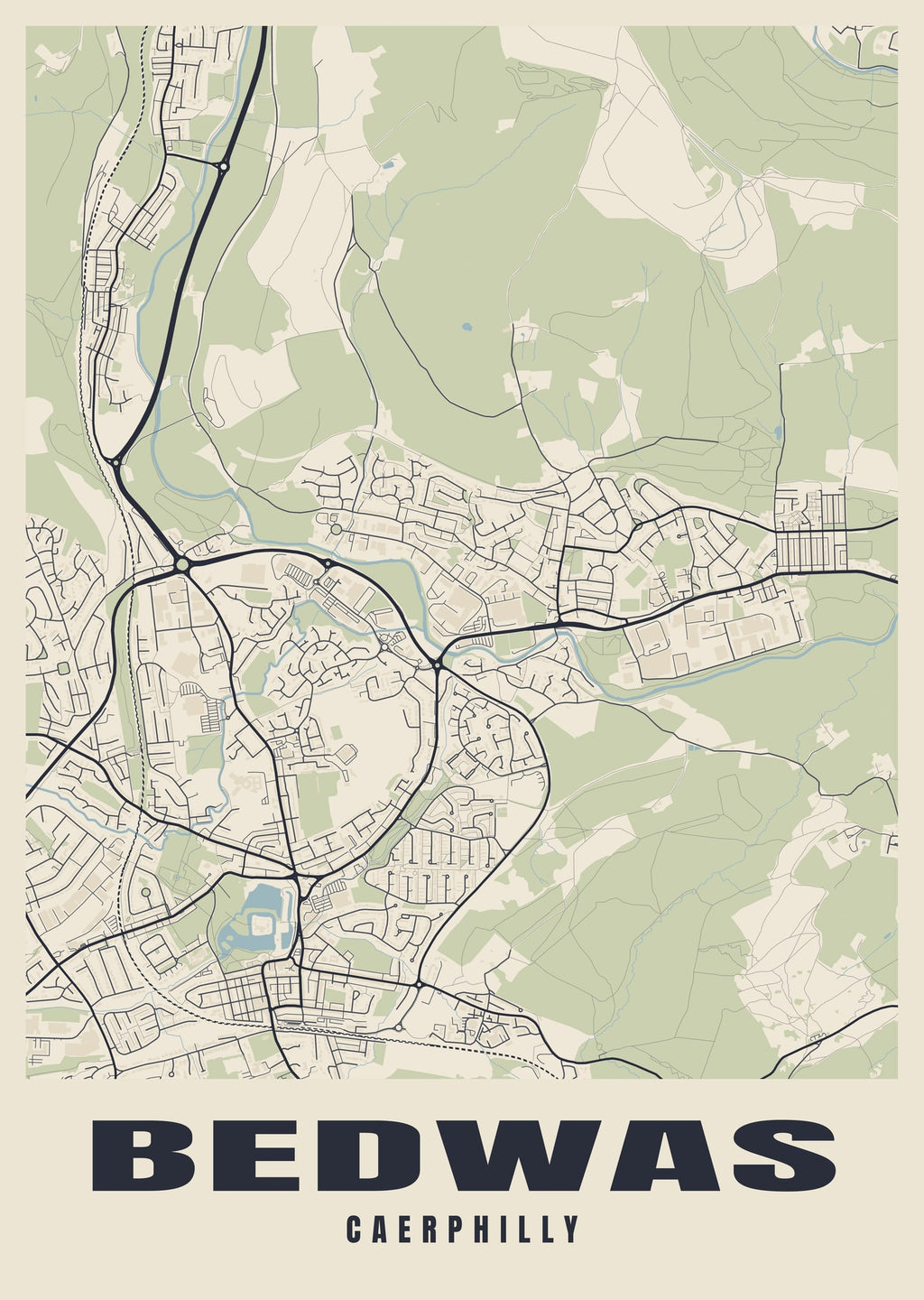 Street map poster of Bedwas, Caerphilly
