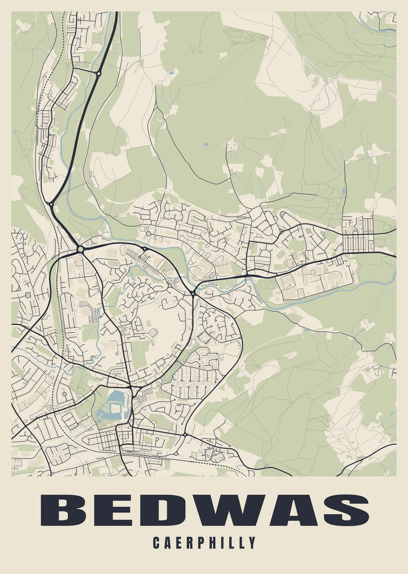 Bedwas Street Map Poster