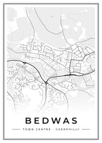 Street map poster of Bedwas town centre, Caerphilly
