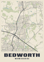 Street map poster of Bedworth, Warwickshire