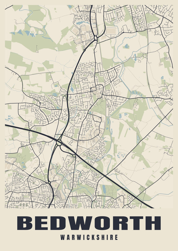 Bedworth Street Map Poster