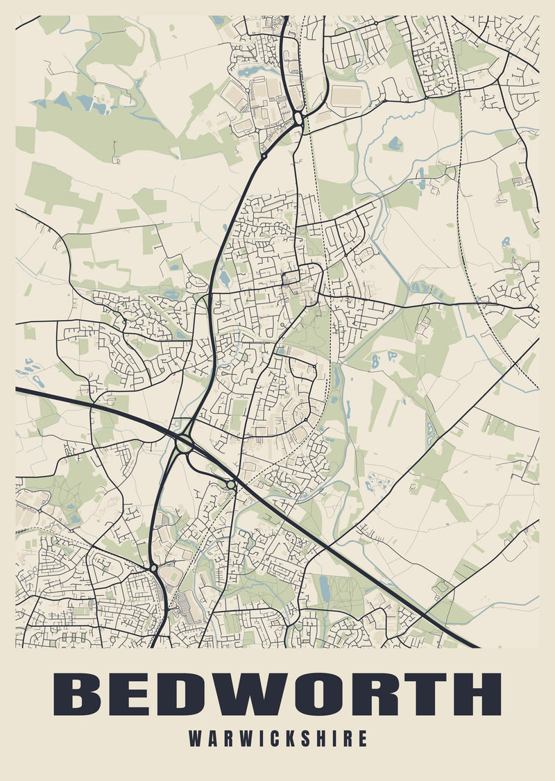 Bedworth Street Map Poster
