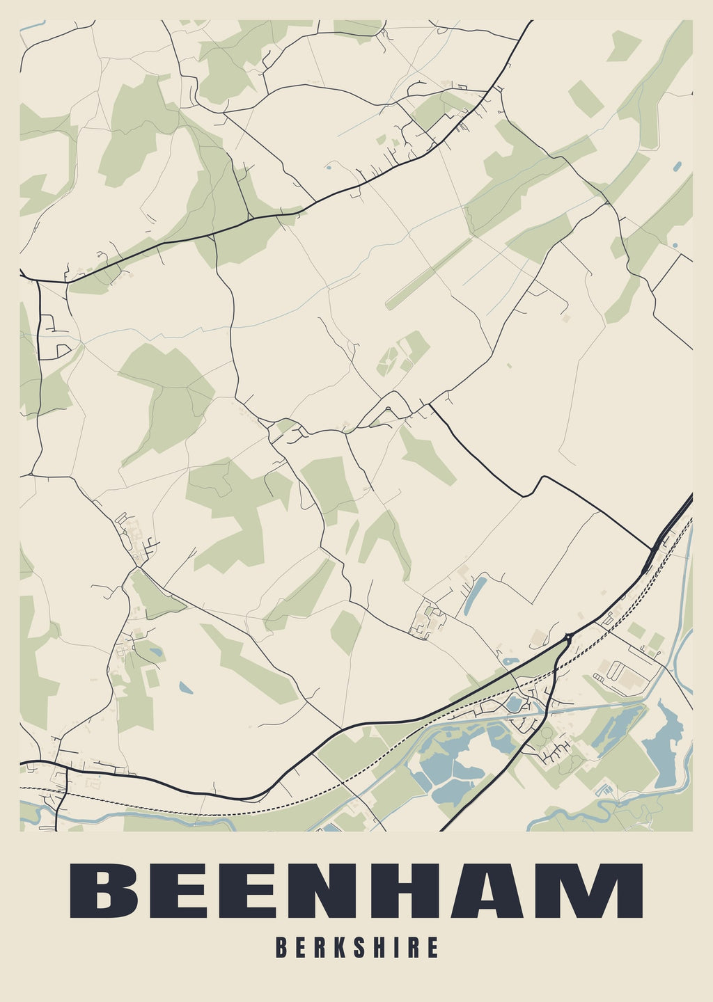Street map poster of Beenham, Berkshire