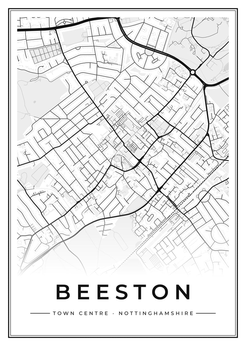 Beeston Town Centre Street Map Poster