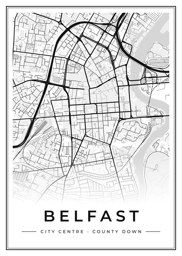 Belfast City Centre Street Map Poster