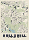 Street map poster of Bellshill, North Lanarkshire