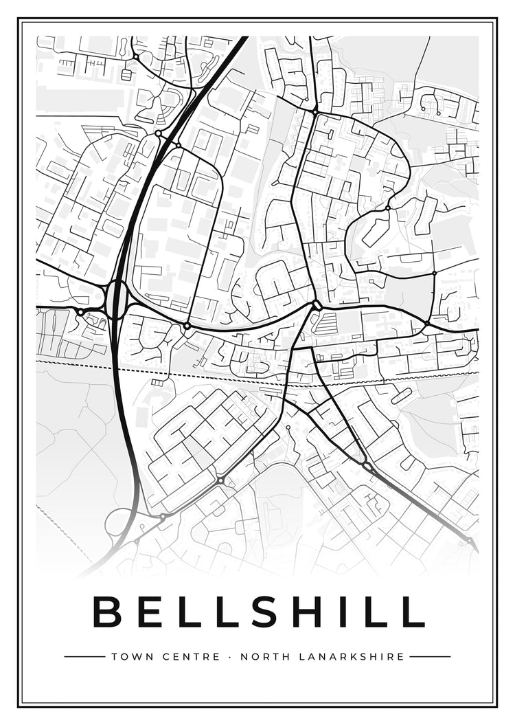 Bellshill Town Centre Street Map Poster