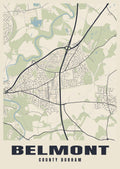 Street map poster of Belmont, County Durham