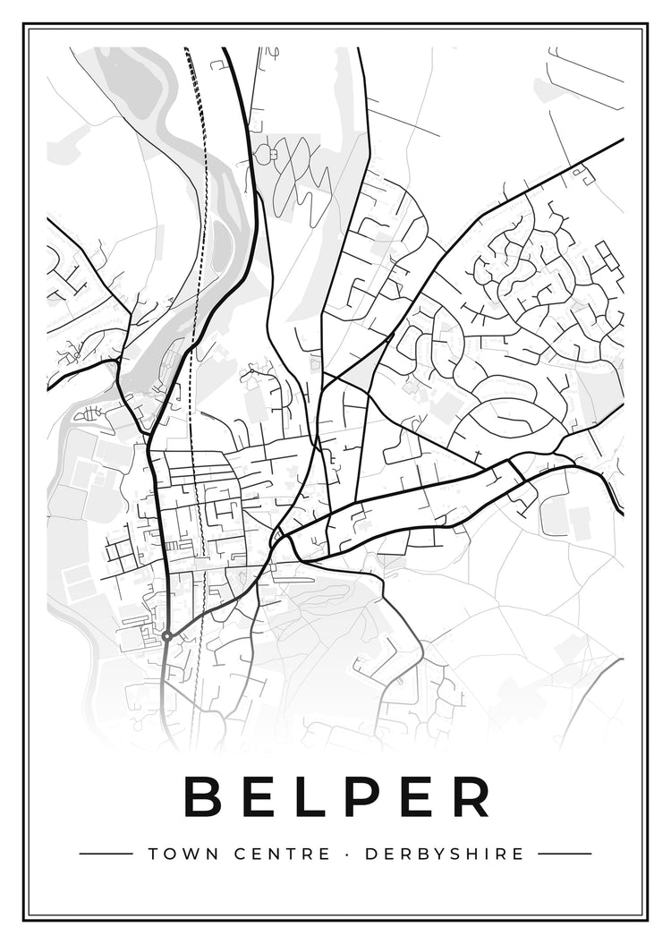 Belper Town Centre Street Map Poster