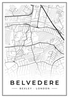 Street map poster of Belvedere, Bexley, London