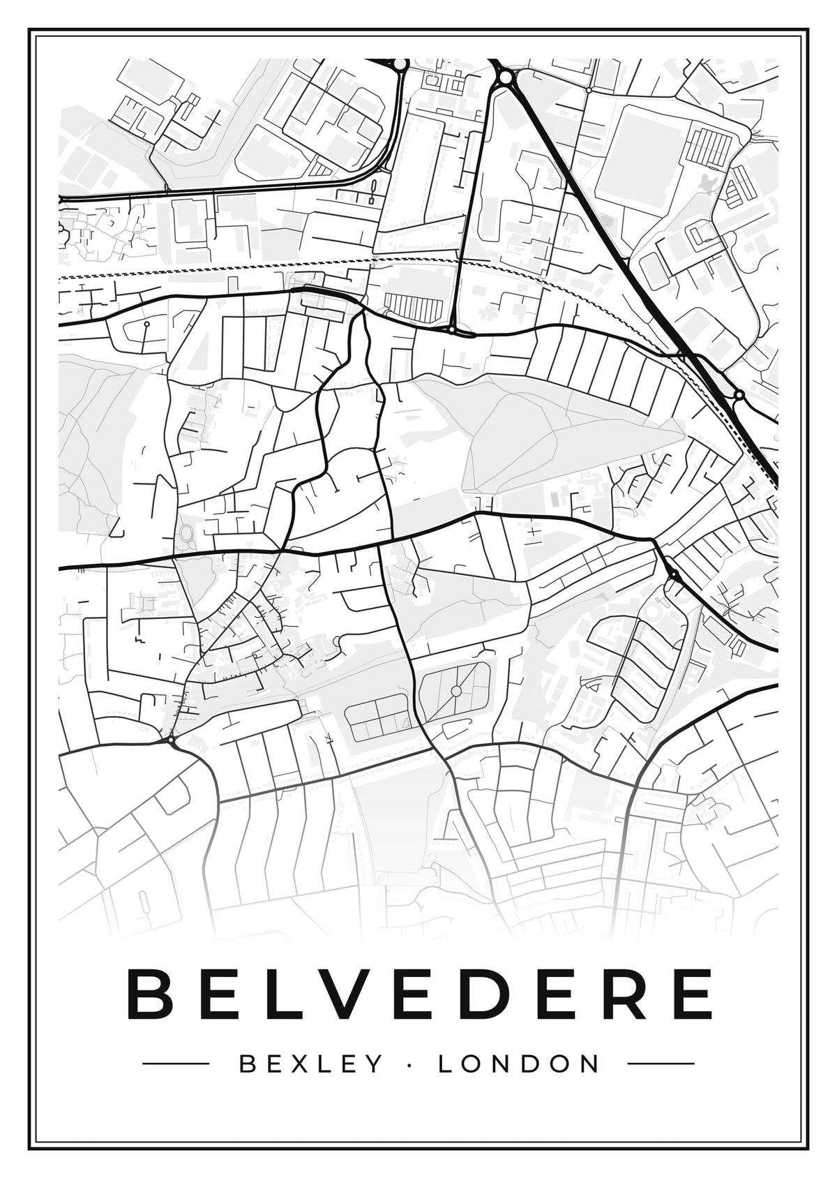 Street map poster of Belvedere, Bexley, London