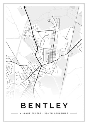 Bentley Village Centre Street Map Poster