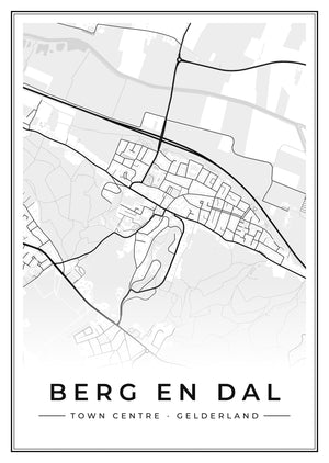 Berg en Dal Town Centre Street Map Poster