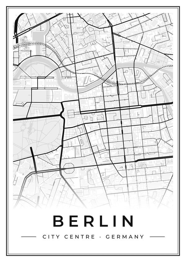 Berlin City Centre Street Map Poster