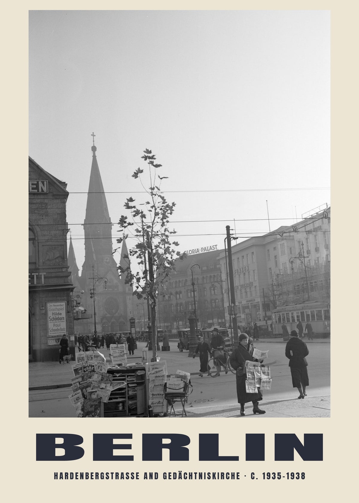 Hardenbergstraße and Gedächtniskirche, Berlin, c. 1935–1938 heritage photograph
