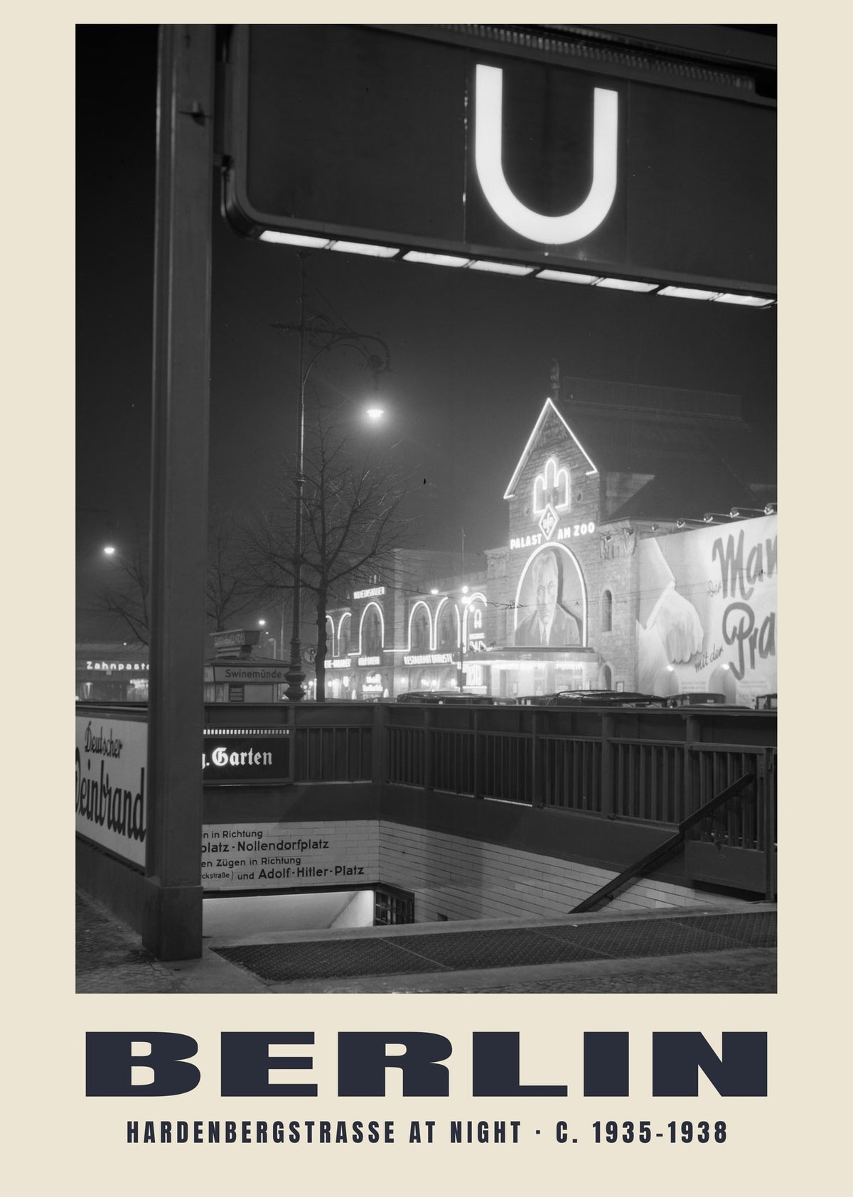 Hardenbergstraße at Night, Berlin, c. 1935–1938 heritage photograph