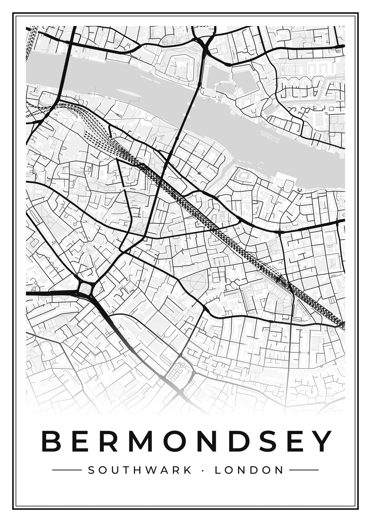 Street map poster of Bermondsey, Southwark, London