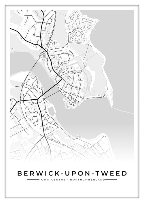 Street map poster of Berwick-upon-Tweed town centre, Northumberland