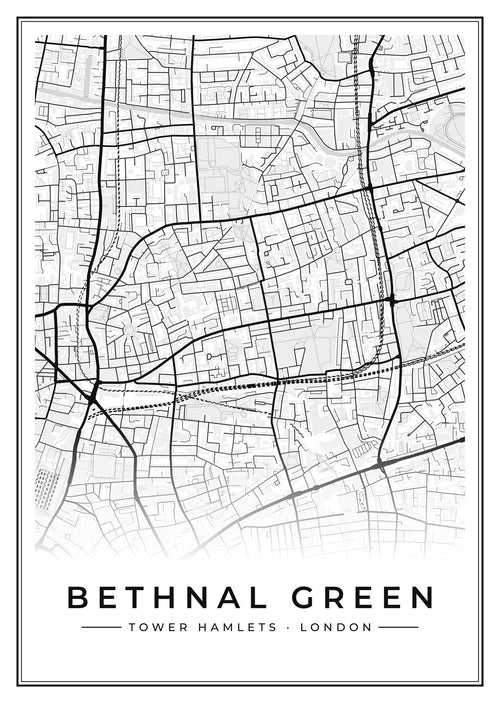 Street map poster of Bethnal Green, Tower Hamlets, London