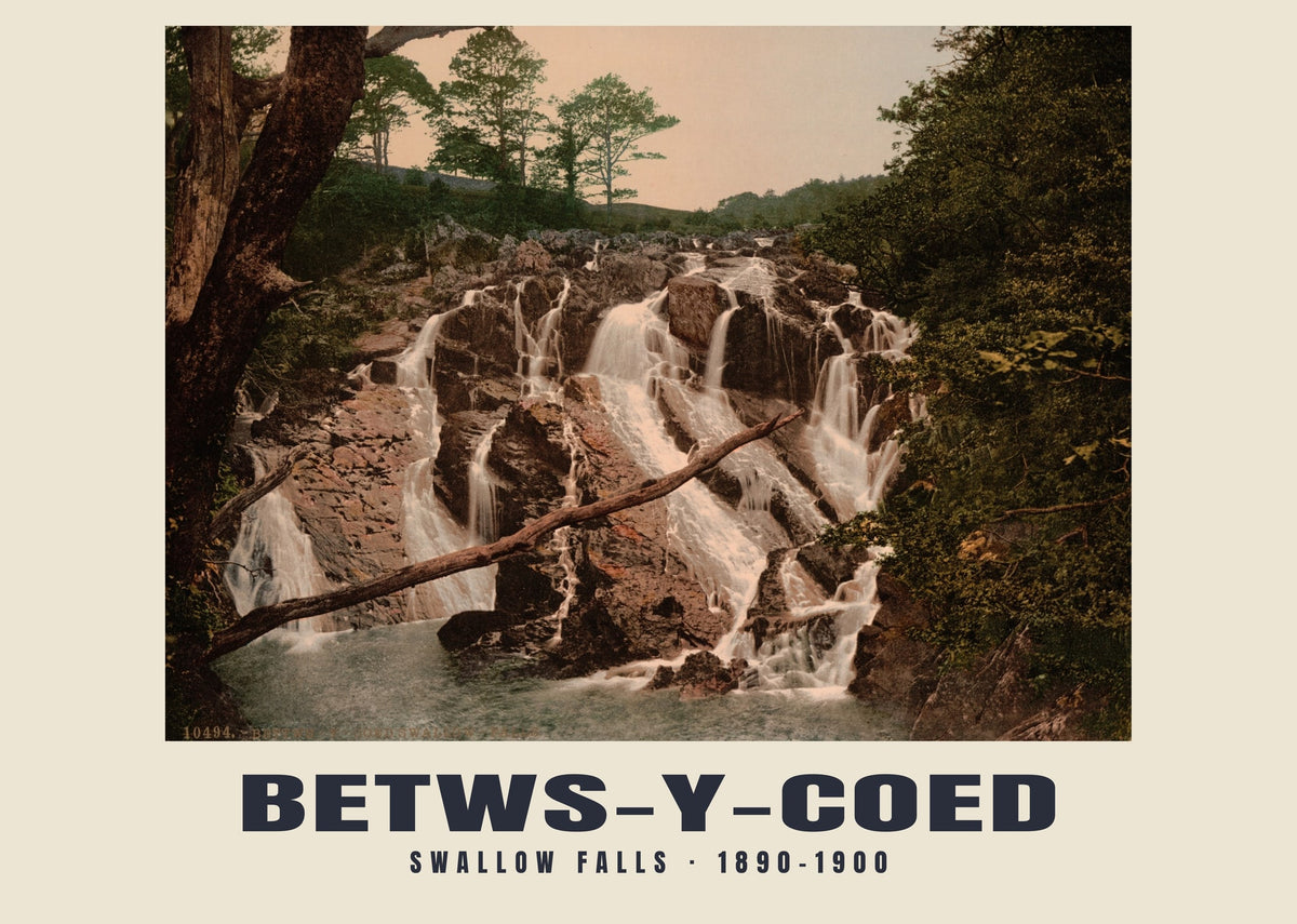 Swallow Falls, Betws-y-Coed — Vintage photochrom print, 1890–1900